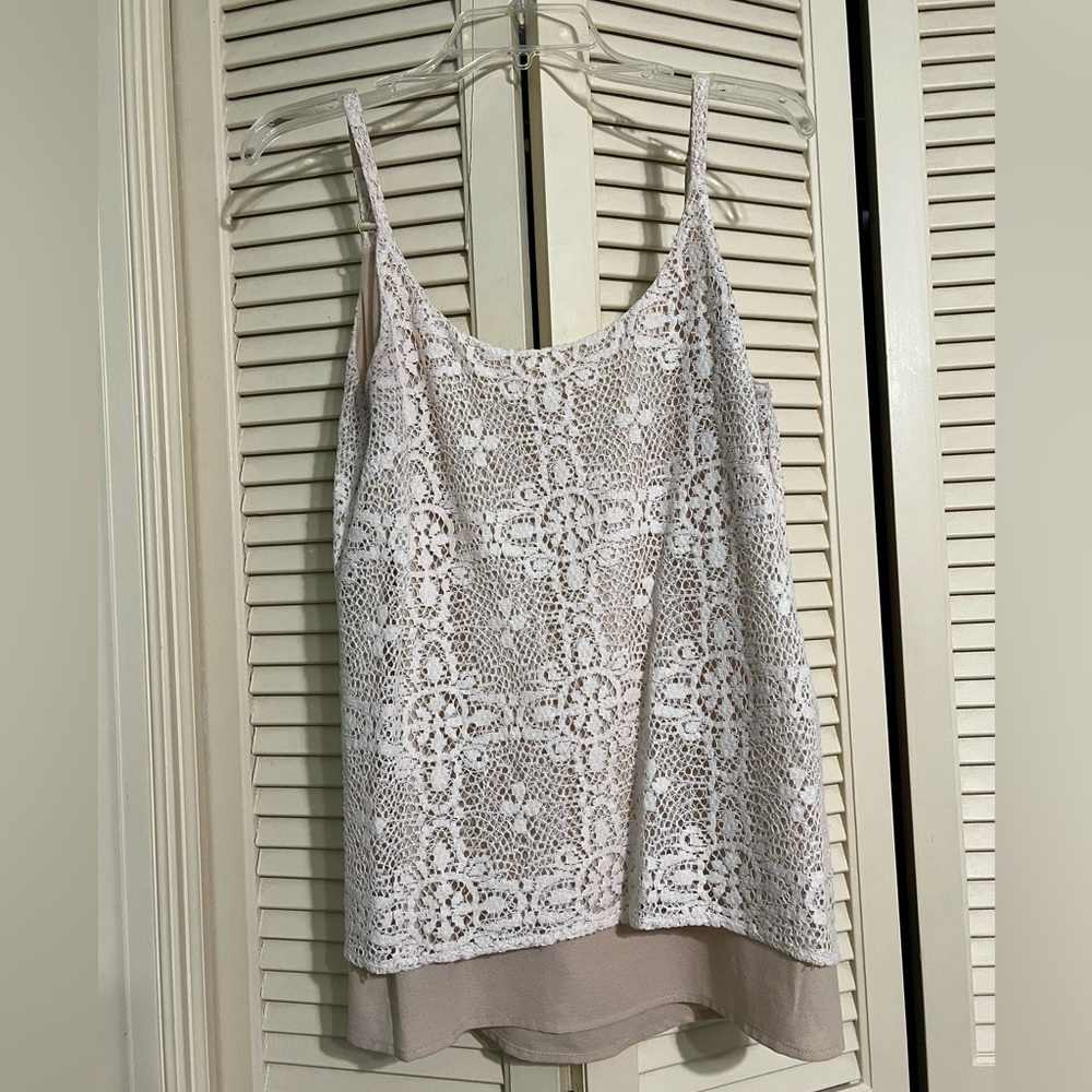Elegant White Lace Overlay Top